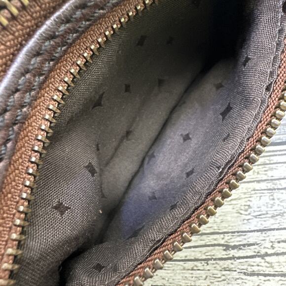 fossil coin purse Double Zip Gold Shimmer Brown Leather CP {QQ} - Picture 14 of 14